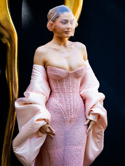 Glittering Diamond-like Plunging Neckline Sexy Mermaid Gown