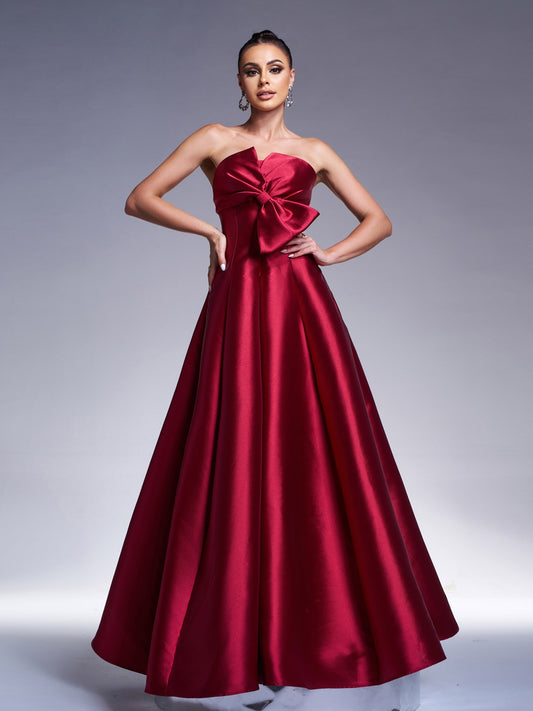 Structured Waist Off-Shoulder Gala Dress