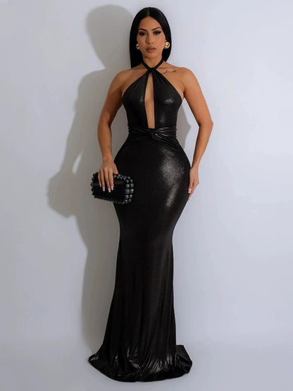 Ace Of Spades Halter Maxi Dress