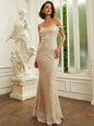 Sleeveless Glamorous Long Sparkly One-Shoulder Backless Evening Dress