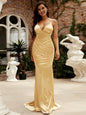 V-Neck Sleeveless Fit Long-Sleeved Evening Dress