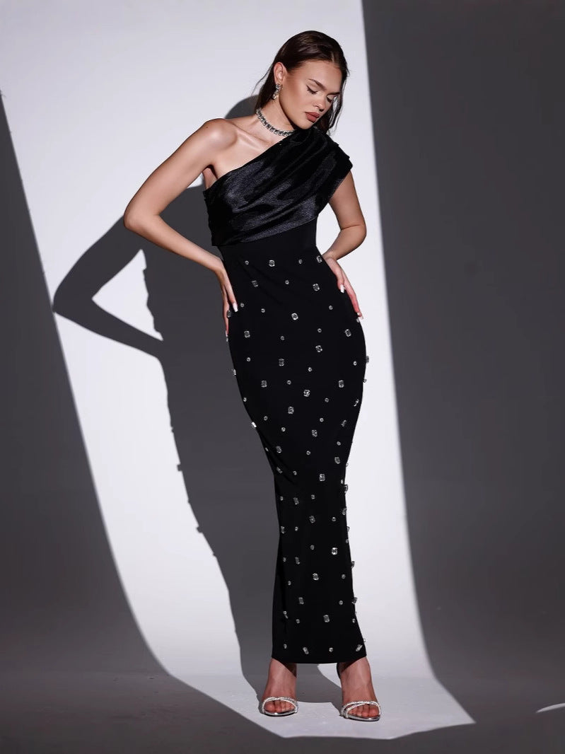 Off-Shoulder Diamond Bandage Evening Dress