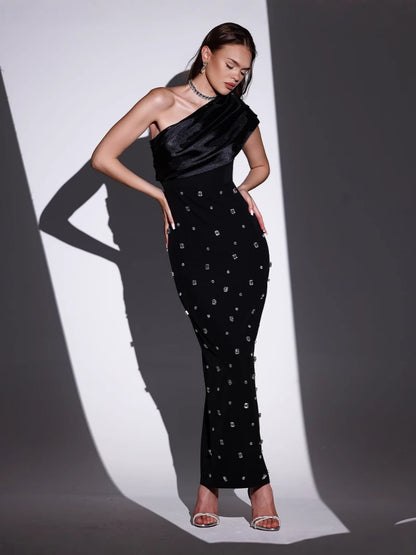 Off-Shoulder Diamond Bandage Evening Dress