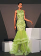 Sequin Sleeveless Round Neck Evening Gown Dress