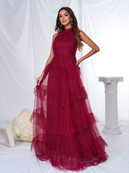 Off-Shoulder Round Neck Beach Vacation Long Bohemian Maxi Dress