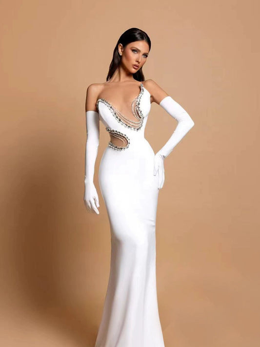 Crystal Embellishments Cut-out Gown