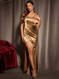 Suspender High Waist Slit Fishtail Maxi Dress
