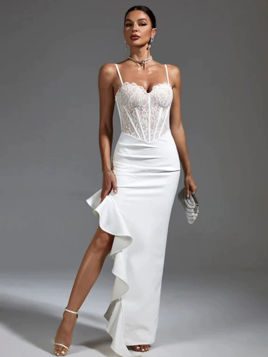 Kennedy White Lace Bandage Midi Dress