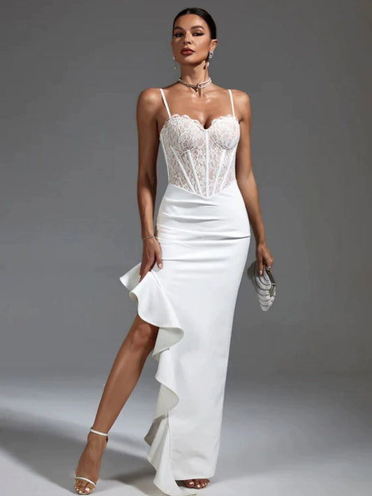 Kennedy White Lace Bandage Midi Dress