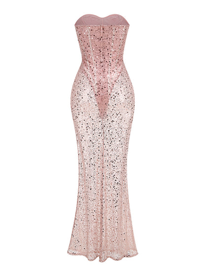 Glittering Diamond-like Plunging Neckline Sexy Mermaid Gown