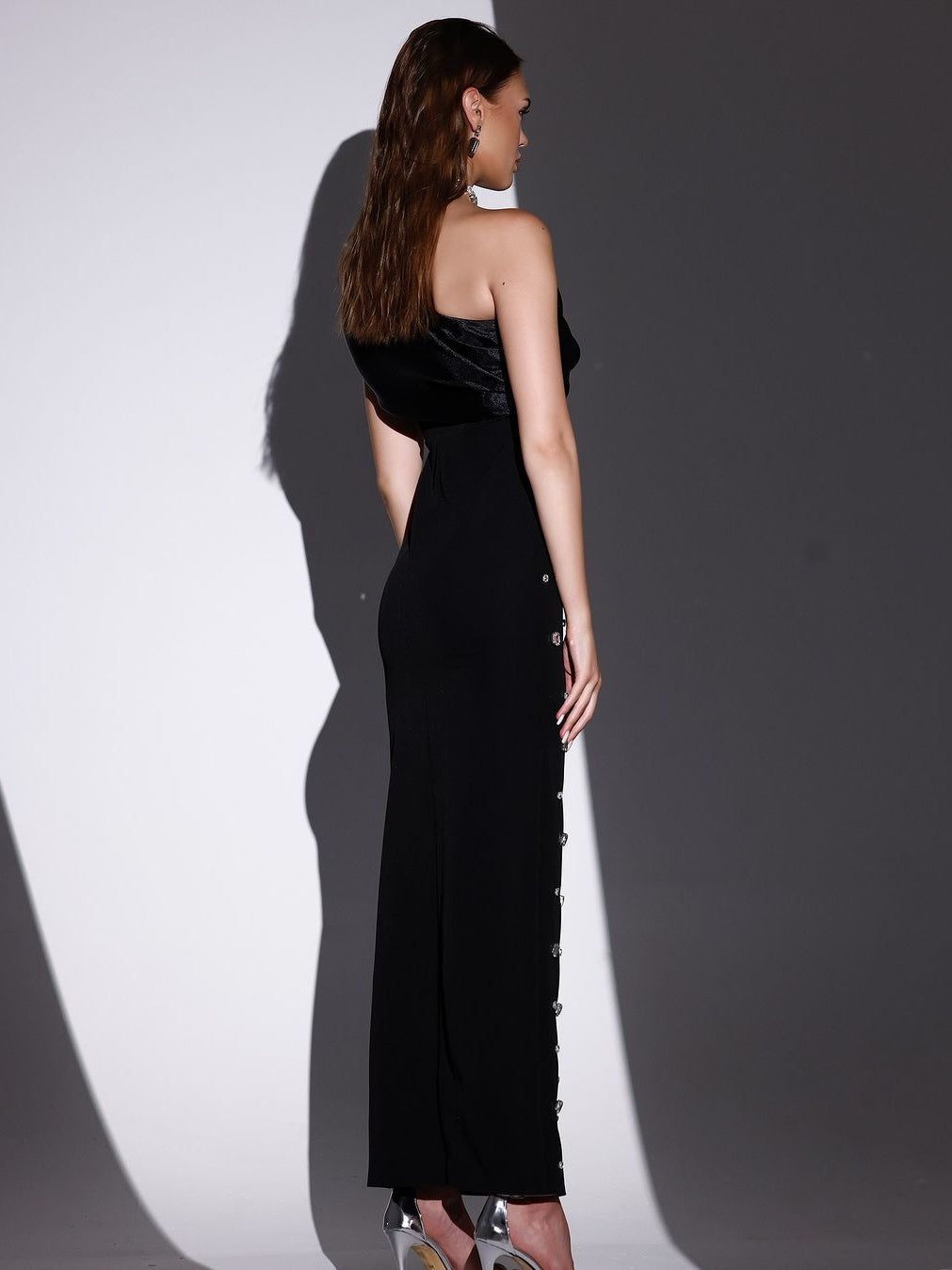 Off-Shoulder Diamond Bandage Evening Dress