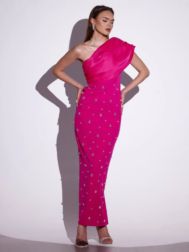 Off-Shoulder Diamond Bandage Evening Dress