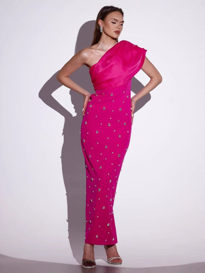 Off-Shoulder Diamond Bandage Evening Dress