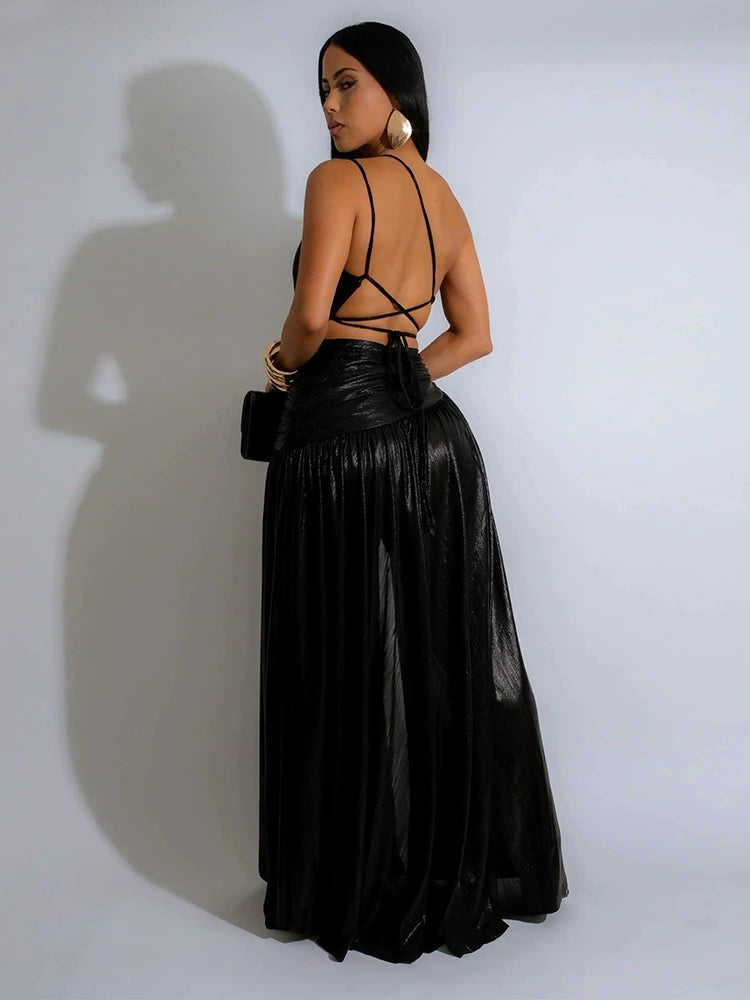 Glamorous Choice Gold Metallic Long Dress