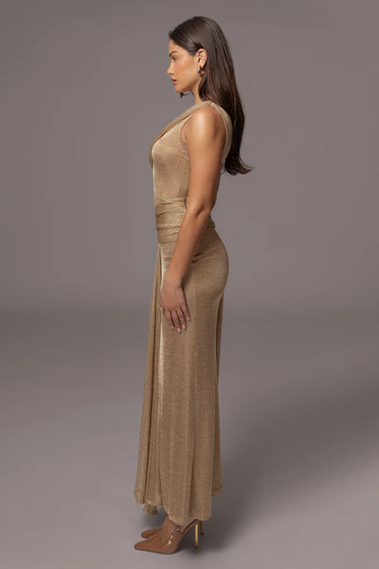 One-shoulder Asymmetric Ruched Maxi Dress