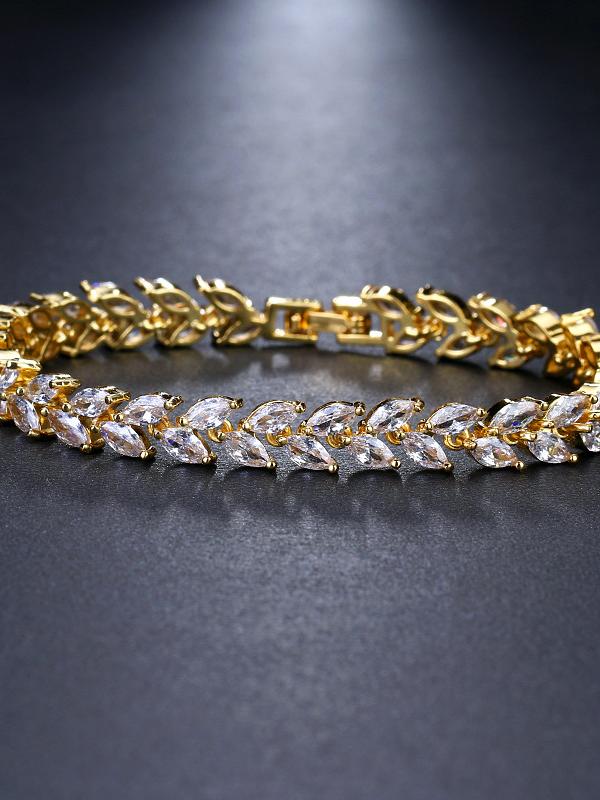 Leaf Bracelet with Diamonds and Zirconia Bracelet