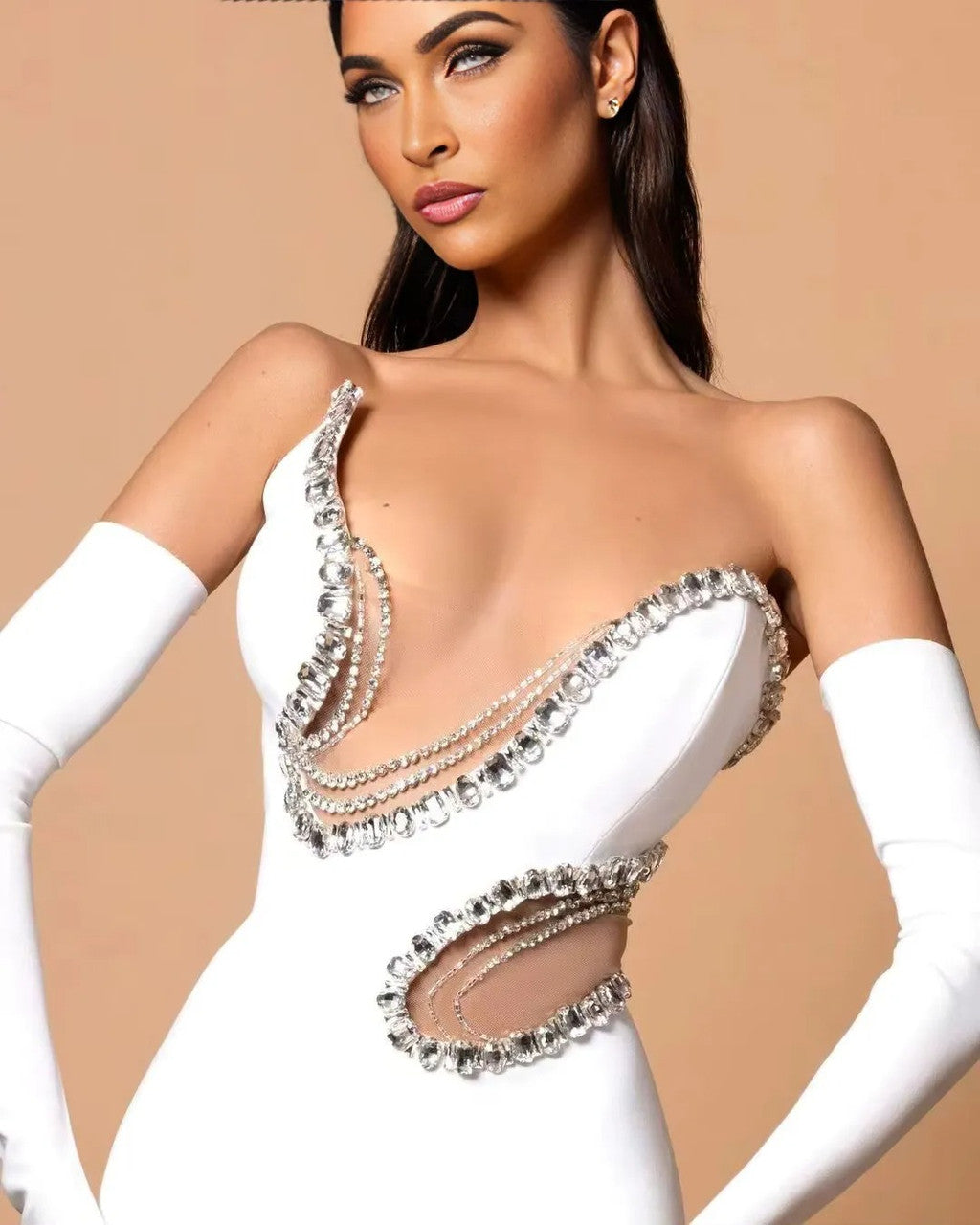 Crystal Embellishments Cut-out Gown