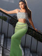 High Waist Embellished Maxi Skirt Set