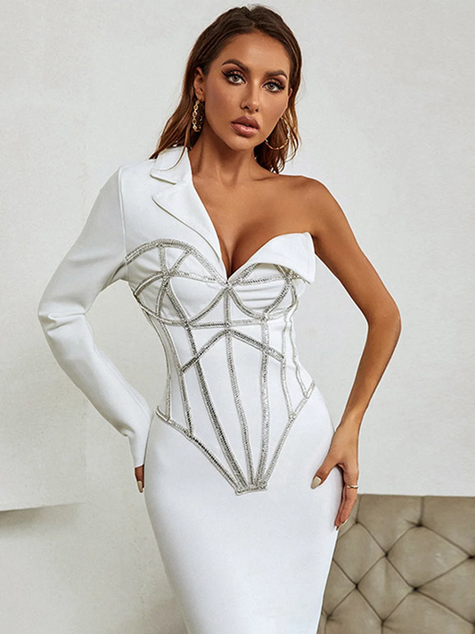 Sexy White Bandage Dress One Shoulder Dresses