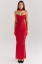 Strapless Corset Top with Detachable Neck Scarf Gown