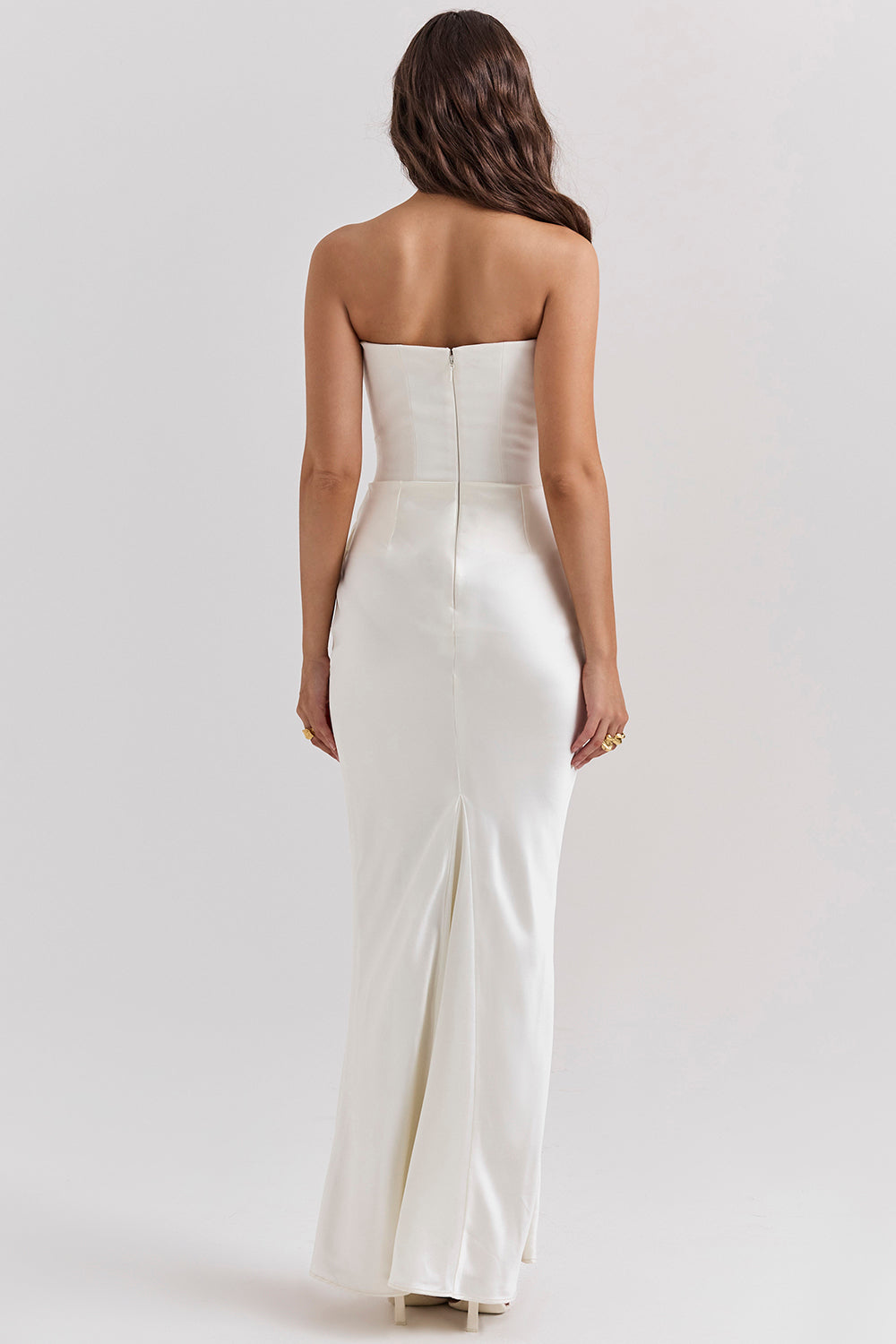 Strapless Corset Sleeveless Herringbone Maxi Dress
