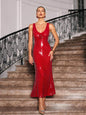 Cutout Backless Party Red Sequin Split Dress