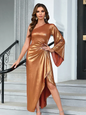 Sexy Strapless One Shoulder Pleated Evening Gowns