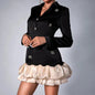 Ruffle Hem Black Mini Dress