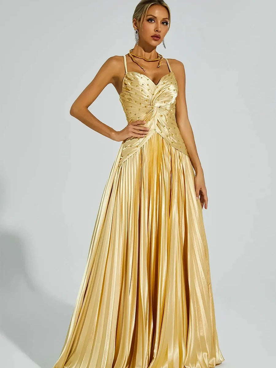 Halterneck Beadwork Strap Maxi Dress