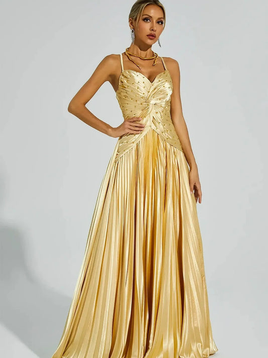 Halterneck Beadwork Strap Maxi Dress