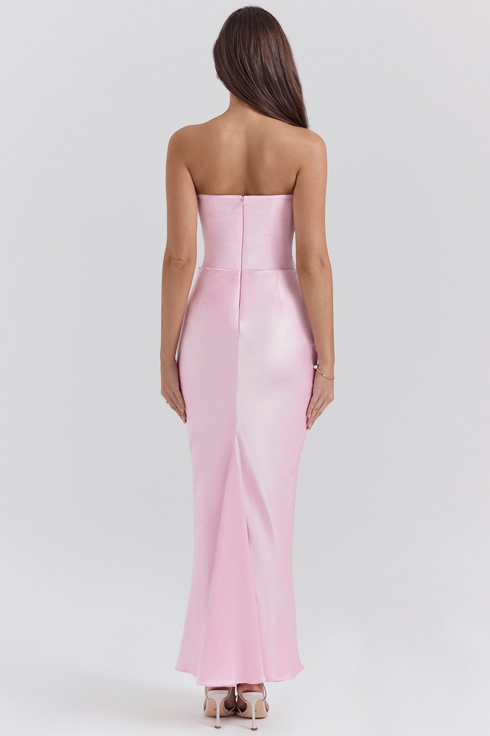 Strapless Corset Sleeveless Herringbone Maxi Dress