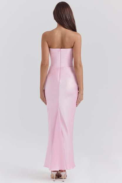 Strapless Corset Sleeveless Herringbone Maxi Dress