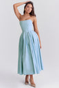 Tuscan Blue Strapless Maxi Sundress