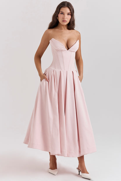 Strapless Corset Style Maxi Dress
