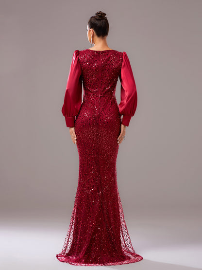 Formal Party Bodycon Beaded Sequin Bridesmaid Gown