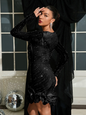 Square Neck Rhinestone Foam Beaded Dress