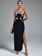 Black Sheath Bandage Gown with Rhinestones