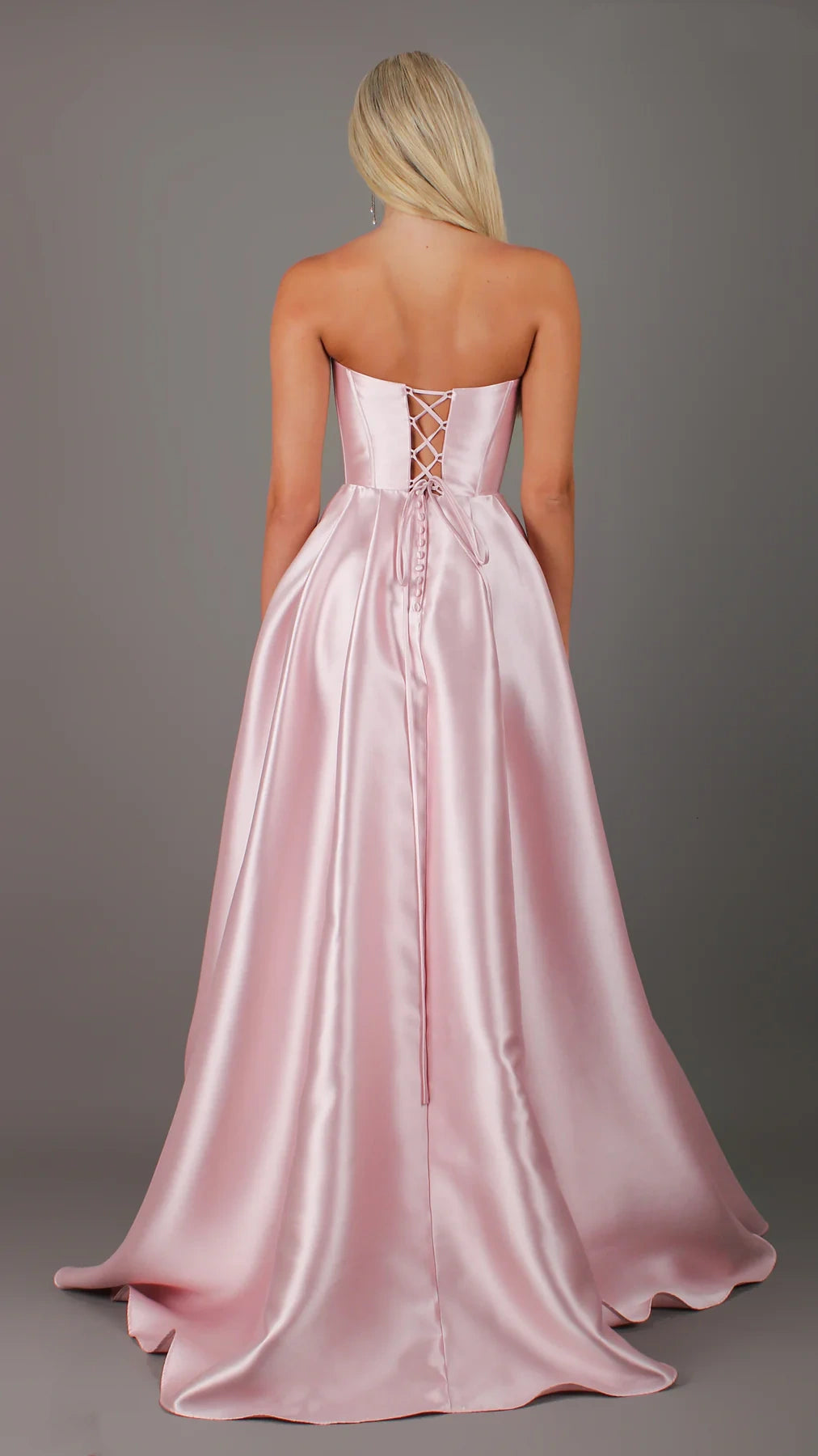 YS-Strapless Corset Ball with Pearl Mikado Satin Gown