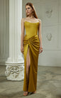 Draped Strapless Satin Maxi Dress